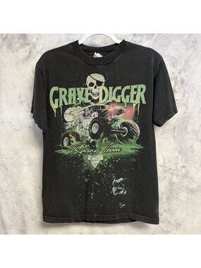 Grave Digger Monster Truck T Shirt Mens Medium Faded Black Y2K